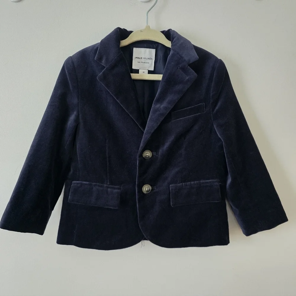 Janie and Jack Suede Navy Blue Blazer Toddler 2T